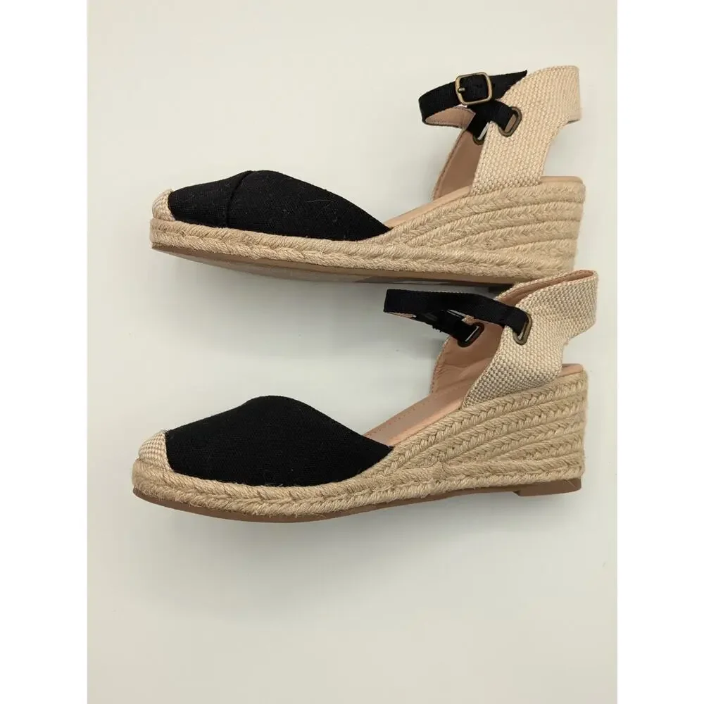 Comfort Journey Ashlyn Crossover Toe Espadrille Wedge Heel Size 8.5